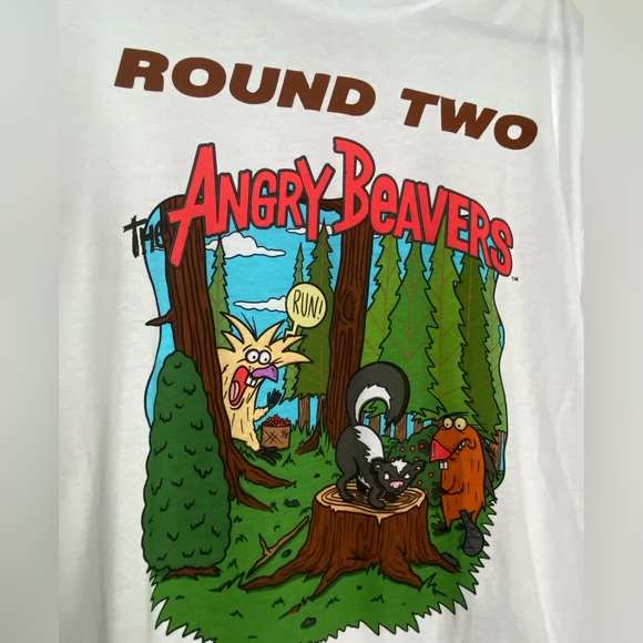 Urban Outfitters | Angry Beavers White Graphic T-shirt | Size L NWT - Picture 5 of 7